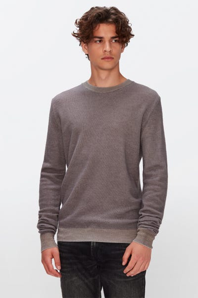 7 For all Mankind - Crew Neck Knit Textured Merino Grey